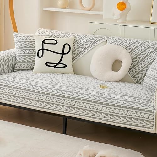 ouxei Verdickter Sofabezug Mit Samt-3D-Textur – Rutschfester, Flauschiger Schonbezug Für Schutz Der Möbel(Grey,90 * 90cm/35.4 * 35.4in) von ouxei