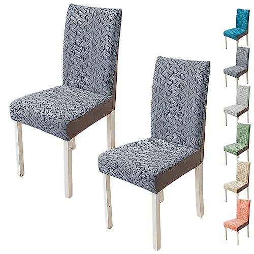 ouxei Verdickter Stretch-Parson-Stuhlbezug, 1er-/2er-/4er-Set, Jacquard-Patchwork, Zweifarbig, Waschbar, Für Esszimmer(Grey 2pcs) von ouxei