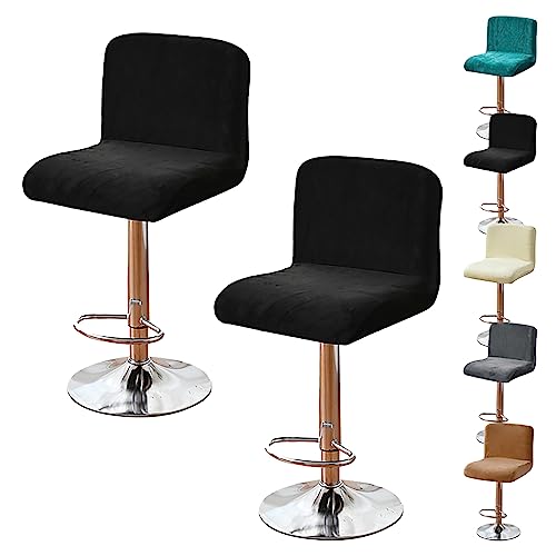 ouxei Waschbare, Elastische Barhocker-Bezüge, 2er-/4er-/6er-Set, Universell Für Hohe, Drehbare Kneipen-/Thekenhocker(Black 2pcs) von ouxei