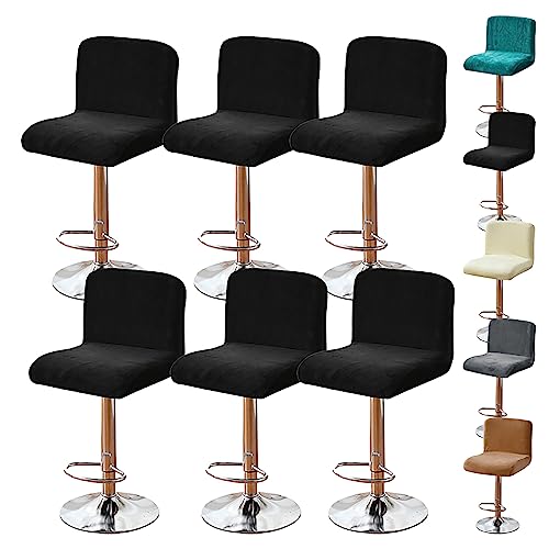 ouxei Waschbare, Elastische Barhocker-Bezüge, 2er-/4er-/6er-Set, Universell Für Hohe, Drehbare Kneipen-/Thekenhocker(Black 6pcs) von ouxei