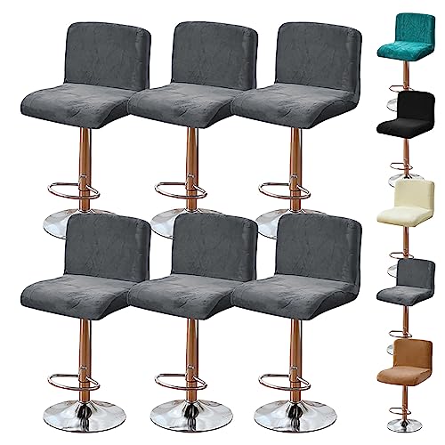 ouxei Waschbare, Elastische Barhocker-Bezüge, 2er-/4er-/6er-Set, Universell Für Hohe, Drehbare Kneipen-/Thekenhocker(Grey 6pcs) von ouxei