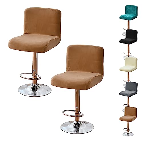ouxei Waschbare, Elastische Barhocker-Bezüge, 2er-/4er-/6er-Set, Universell Für Hohe, Drehbare Kneipen-/Thekenhocker(Khaki 2pcs) von ouxei
