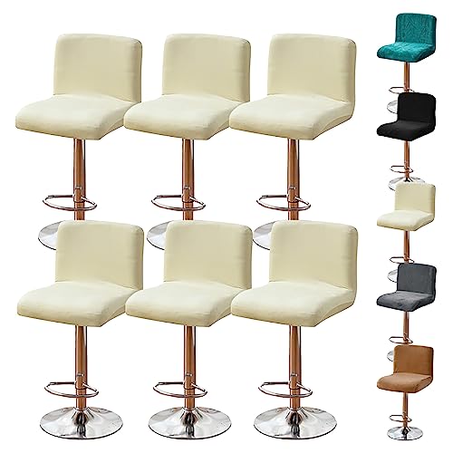 ouxei Waschbare, Elastische Barhocker-Bezüge, 2er-/4er-/6er-Set, Universell Für Hohe, Drehbare Kneipen-/Thekenhocker(White 6pcs) von ouxei
