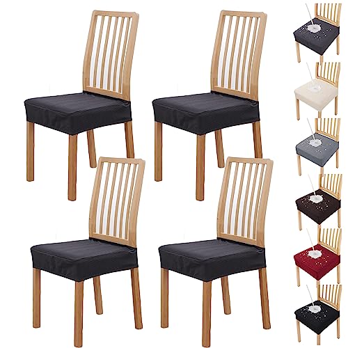 ouxei Wasserdicht Esszimmer Stuhl Sitzbezüge Set Jacquard Stretch Universal Protector Für Restaurant(Dark Grey 4pcs) von ouxei