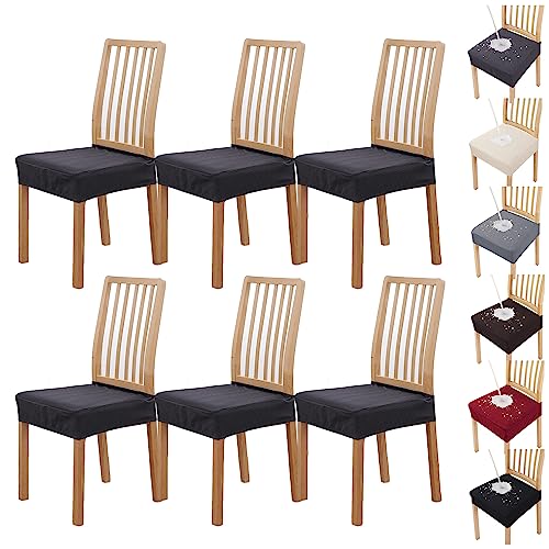 ouxei Wasserdicht Esszimmer Stuhl Sitzbezüge Set Jacquard Stretch Universal Protector Für Restaurant(Dark Grey 6pcs) von ouxei