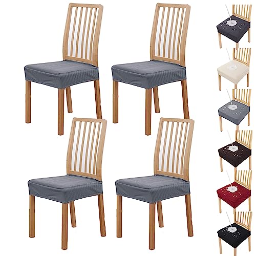ouxei Wasserdicht Esszimmer Stuhl Sitzbezüge Set Jacquard Stretch Universal Protector Für Restaurant(Light Grey 4pcs) von ouxei