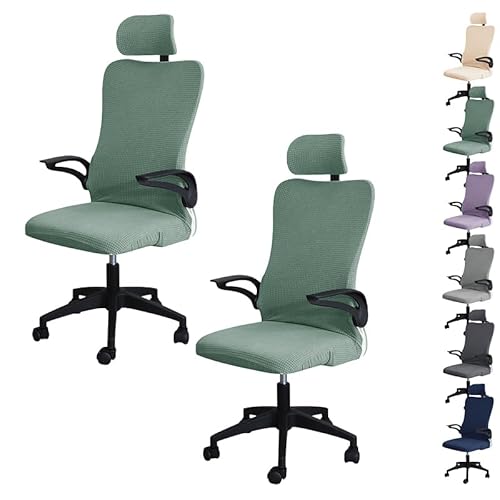 ouxei Wasserdichter, Einfarbiger Bürostuhlbezug – Stretch-Hochlehner Für Computer-/Gaming-/Chefstühle, Waschbar(B 2pcs) von ouxei