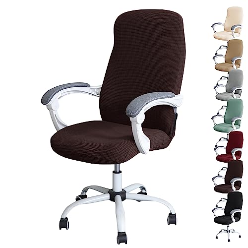 ouxei Wasserdichter Bürostuhlbezug, 1er/2er/4er/6er-Set – Verdickter Stretch-Drehstuhlschutz Mit Reißverschluss(Brown 1pcs,Large) von ouxei