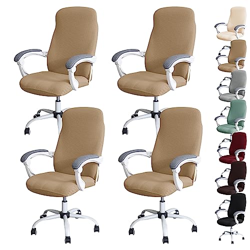 ouxei Wasserdichter Bürostuhlbezug, 1er/2er/4er/6er-Set – Verdickter Stretch-Drehstuhlschutz Mit Reißverschluss(Curry 4pcs,Medium) von ouxei