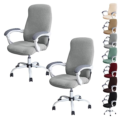 ouxei Wasserdichter Bürostuhlbezug, 1er/2er/4er/6er-Set – Verdickter Stretch-Drehstuhlschutz Mit Reißverschluss(Gray 2pcs,Large) von ouxei