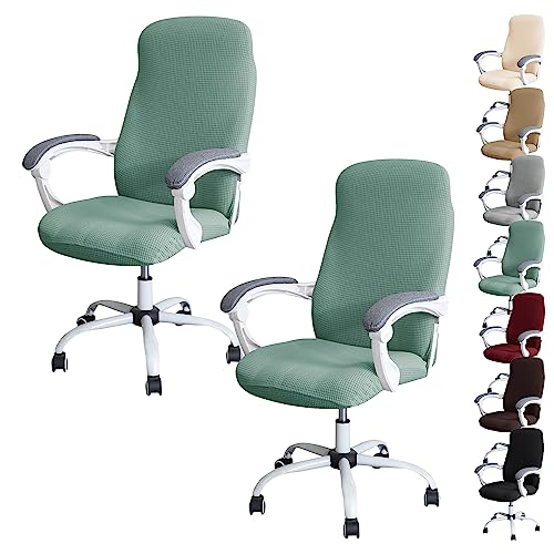 ouxei Wasserdichter Bürostuhlbezug, 1er/2er/4er/6er-Set – Verdickter Stretch-Drehstuhlschutz Mit Reißverschluss(Green 2pcs,Medium) von ouxei