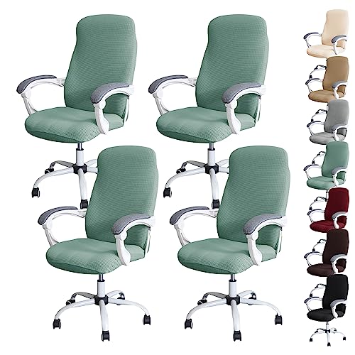 ouxei Wasserdichter Bürostuhlbezug, 1er/2er/4er/6er-Set – Verdickter Stretch-Drehstuhlschutz Mit Reißverschluss(Green 4pcs,Medium) von ouxei