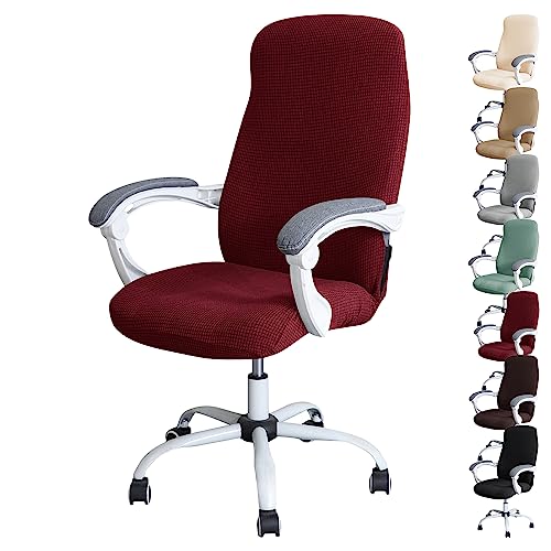 ouxei Wasserdichter Bürostuhlbezug, 1er/2er/4er/6er-Set – Verdickter Stretch-Drehstuhlschutz Mit Reißverschluss(Red 1pcs,Large) von ouxei