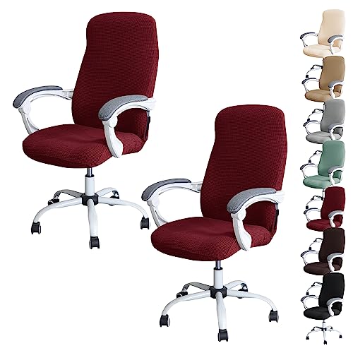 ouxei Wasserdichter Bürostuhlbezug, 1er/2er/4er/6er-Set – Verdickter Stretch-Drehstuhlschutz Mit Reißverschluss(Red 2pcs,Large) von ouxei