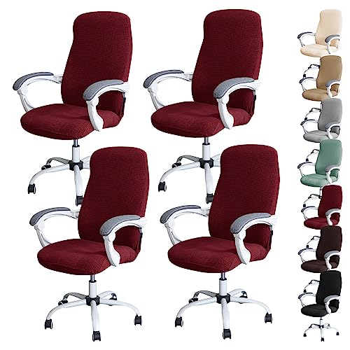 ouxei Wasserdichter Bürostuhlbezug, 1er/2er/4er/6er-Set – Verdickter Stretch-Drehstuhlschutz Mit Reißverschluss(Red 4pcs,Large) von ouxei