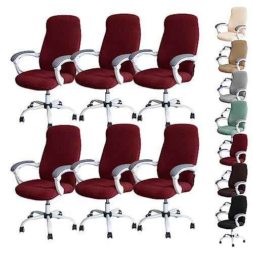 ouxei Wasserdichter Bürostuhlbezug, 1er/2er/4er/6er-Set – Verdickter Stretch-Drehstuhlschutz Mit Reißverschluss(Red 6pcs,Large) von ouxei