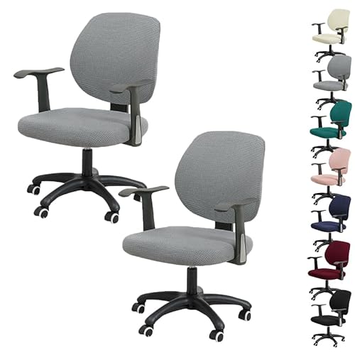 ouxei Wasserdichter Bürostuhlbezug - Stretch-Computerstuhlbezug Mit Quadratischer Textur, Universell Für Drehstühle(Gray 2pcs) von ouxei