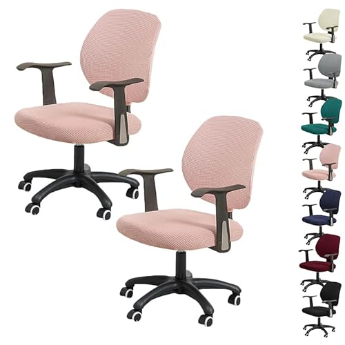 ouxei Wasserdichter Bürostuhlbezug - Stretch-Computerstuhlbezug Mit Quadratischer Textur, Universell Für Drehstühle(Pink 2pcs) von ouxei