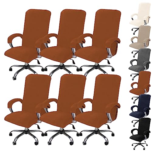 ouxei Weicher Samtbezug Für Bürostühle, 1er-/2er-/4er-/6er-Set – Universell Drehbar, Dehnbar, Abnehmbar Mit Reißverschluss(Caramel 6pcs,X-Large) von ouxei