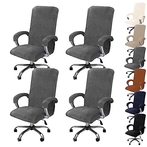 ouxei Weicher Samtbezug Für Bürostühle, 1er-/2er-/4er-/6er-Set – Universell Drehbar, Dehnbar, Abnehmbar Mit Reißverschluss(Grey 4pcs,X-Large) von ouxei