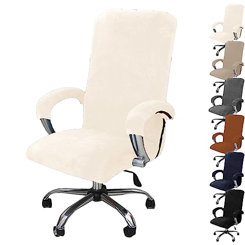 ouxei Weicher Samtbezug Für Bürostühle, 1er-/2er-/4er-/6er-Set – Universell Drehbar, Dehnbar, Abnehmbar Mit Reißverschluss(White 1pcs,X-Large) von ouxei