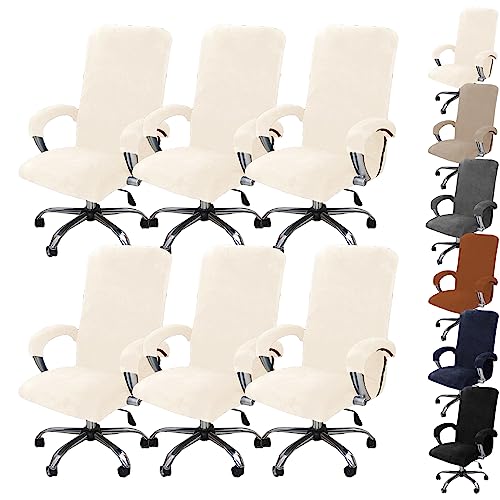 ouxei Weicher Samtbezug Für Bürostühle, 1er-/2er-/4er-/6er-Set – Universell Drehbar, Dehnbar, Abnehmbar Mit Reißverschluss(White 6pcs,X-Large) von ouxei