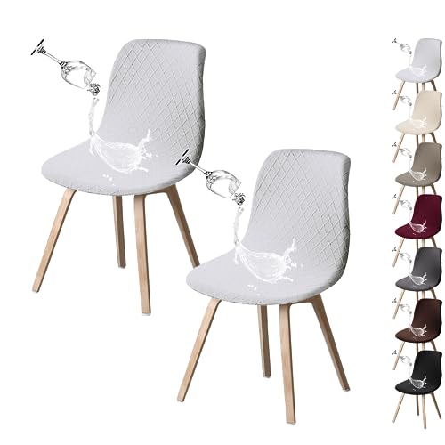 ouxei wasserdichte Stuhlhussen Aus Stoff, 1/2/4/6er-Pack – Armlehnenlose Schoner Im Mid-Century-Modern-Stil Für Esszimmer/Lounge(White 2pcs) von ouxei