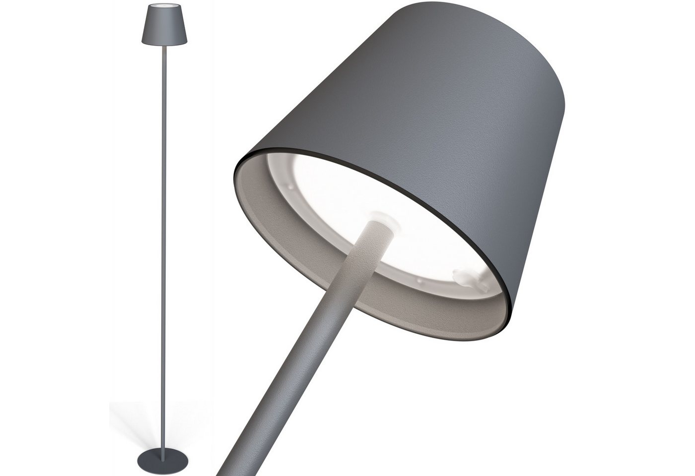 ovilum LED Außen-Tischleuchte Tischlampe, aus Edelstahl in Anthrazit zur von ovilum