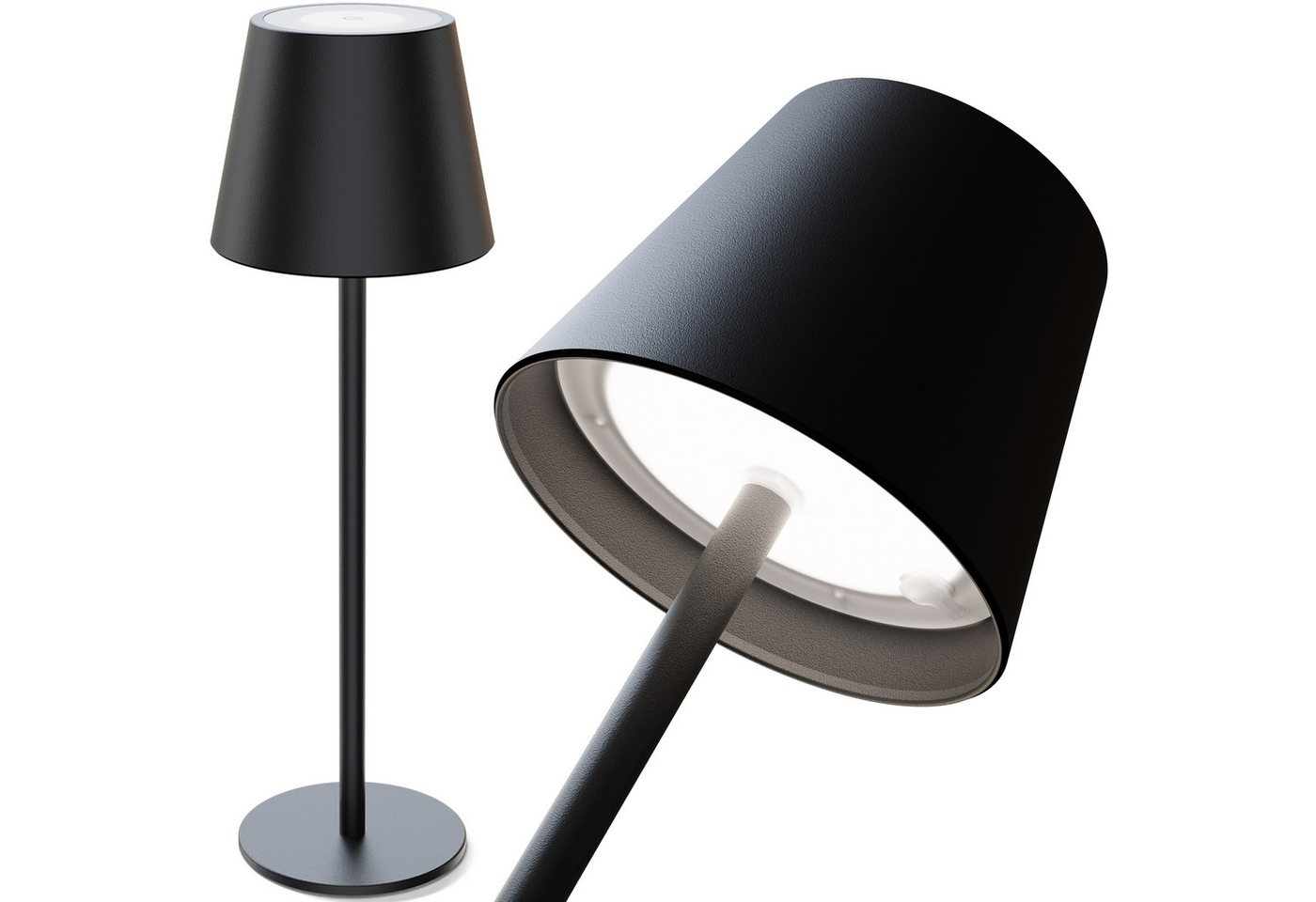 ovilum LED Außen-Tischleuchte Tischlampe, aus Edelstahl in Schwarz zur von ovilum