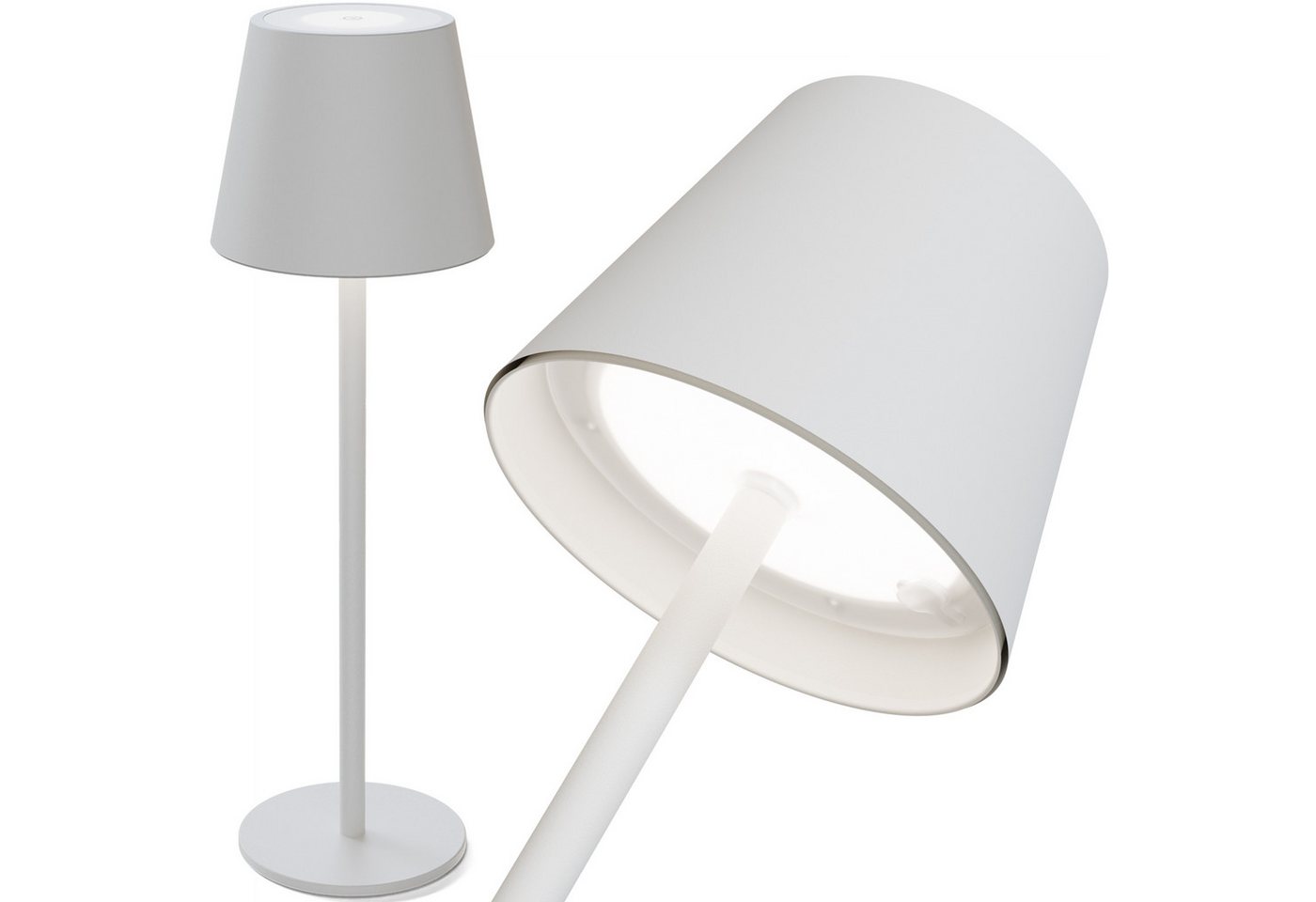 ovilum LED Außen-Tischleuchte Tischlampe, aus Edelstahl in Weiß zur von ovilum