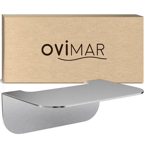 ovimar Badablage Halsbarre | Edelstahl | Silber | ohne Bohren | hängend im Bad oder in der Küche | zur Ablage oder als kleines Regal von von diversen Bad Utensilien oder Bad Deko von ovimar