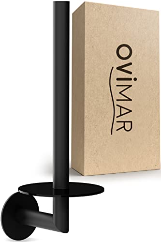 ovimar Ersatzrollenhalter Runde zum Kleben in Edelstahl schwarz matt und mit schwarzem Glas | Bad Klorollen Aufbewahrung zur Wandbefestigung ohne Bohren selbstklebend von bis zu 2 Rollen WC Papier ovimar Ersatzrollenhalter Runde zum Kleben in Edelstahl schwarz matt und mit schwarzem Glas | Bad Klorollen Aufbewahrung zur Wandbefestigung ohne Bohren selbstklebend von bis zu 2 Rollen WC Papier von ovimar