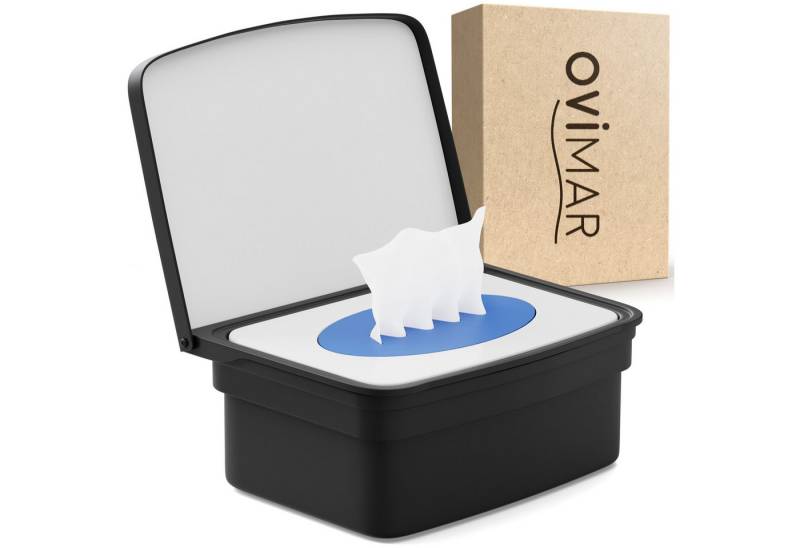 ovimar Feuchttücherbox (1 St), aus Edelstahl in Schwarz zur Zum Kleben von ovimar