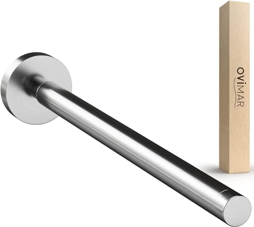 ovimar Handtuchstange Teleskop Lyngvig | Edelstahl | silber | ausziehbar als Handtuchhalter für Handtücher | 30-50cm | Halterung zum Bohren oder Kleben an der Wand im Badezimmer von ovimar