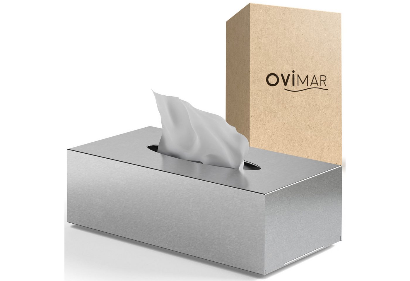 ovimar Papiertuchbox Fornaes (1 St), aus Edelstahl in Silber zur Zum Kleben von ovimar