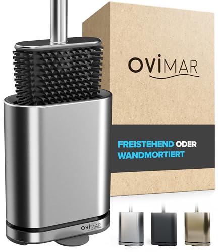 ovimar Toilettenbürste Omofyr | Silber | Silikon Klobürste | WC Bürste mit Belüftung | Edelstahl | abnehmbare Tropfschale | nur 6cm breit| stehend oder Wandbefestigung im Badezimmer ovimar Toilettenbürste Omofyr | Silber | Silikon Klobürste | WC Bürste mit Belüftung | Edelstahl | abnehmbare Tropfschale | nur 6cm breit| stehend oder Wandbefestigung im Badezimmer von ovimar