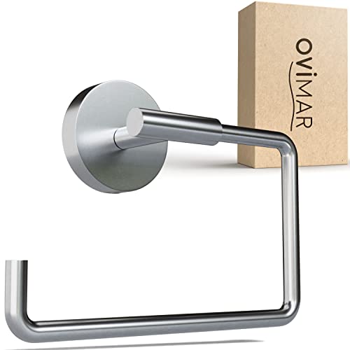 ovimar Toilettenpapierhalter Sejero zum Bohren Silber | Klorollenhalter in Edelstahl | Klorollenhalter ohne Deckel | WC Rollenhalter mit Absenkdämpfung zum Bohren | WC Papierhalter von ovimar