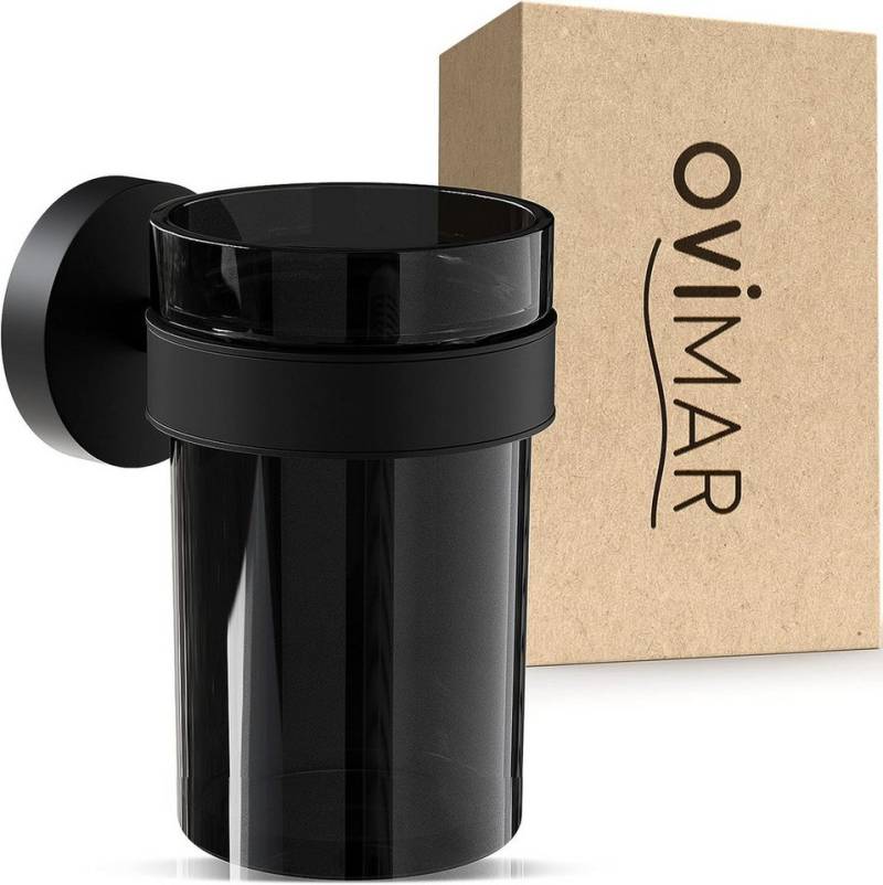 ovimar Zahnputzbecher, (1-St), aus Edelstahl in Schwarz zur Zum Bohren von ovimar