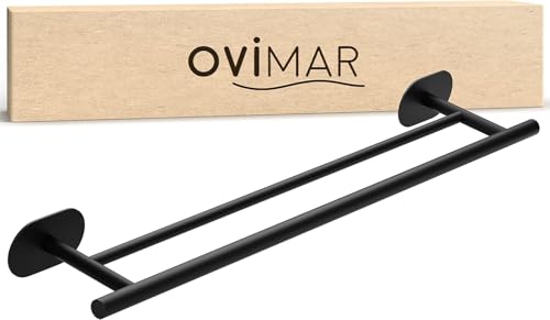 ovimar doppelte Badetuchstange Bago | Edelstahl | Silber | ohne Bohren | mit Zwei Streben als Handtuchhalter von bis zu Zwei Badehandtüchern | selbstklebend an der Wand im Badezimmer ovimar doppelte Badetuchstange Bago | Edelstahl | Silber | ohne Bohren | mit Zwei Streben als Handtuchhalter von bis zu Zwei Badehandtüchern | selbstklebend an der Wand im Badezimmer von ovimar