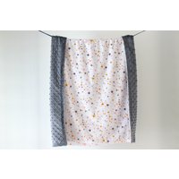 Babydecke Rosa Gold Und Grau Sterne. Babydecke. Minky Sternchen Kinderwagendecke. Kuscheldecke von owesley
