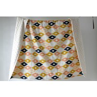 Minky Babydecke. Kinderbettdecke Für Kleinkinder. Pfirsich Mint Azteken Kelim. Kleinkind Decke. Monogram. Baumwoll Geschenk Zur Babyparty von owesley