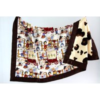 Satin Zierdecke. Kleines Cowpoke Pony Mit Brauner Borte. Kinderwagendecke. Krippe Decke. Bettwäsche. Baby-Decke. Personalisierte Minky von owesley
