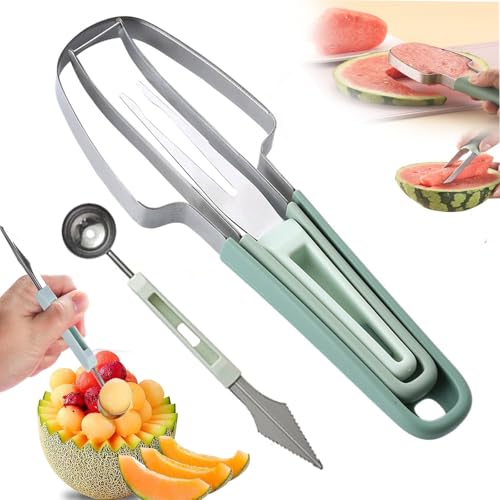 Melonenschneider 3-In-1 Wassermelonen Schneider,2025 Neu Tragbare Obstschneider Wassermelonenschneider,Küchen Zubehör Melonenschneider Edelstahl,Melonenlöffel Küchen Utensil Set Melonenschneider 3-In-1 Wassermelonen Schneider,2025 Neu Tragbare Obstschneider Wassermelonenschneider,Küchen Zubehör Melonenschneider Edelstahl,Melonenlöffel Küchen Utensil Set von owlfun