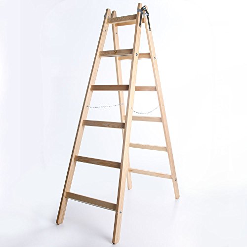 Holzleiter Premium 2x6 Stufen Zweiseitige Klappleiter Leiter Haushaltsleiter 150kg von owlyshop