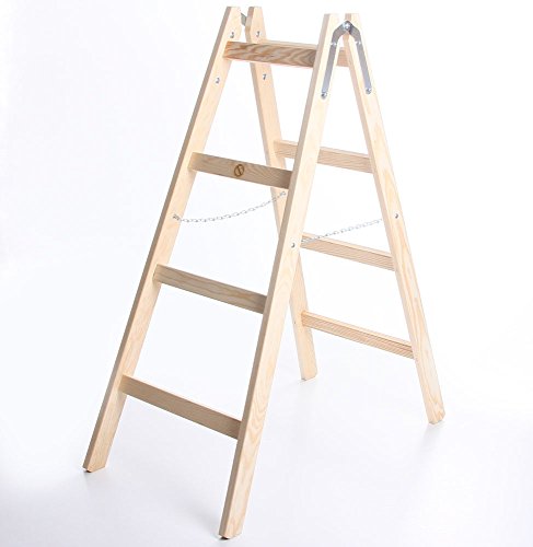 Holzleiter STANDARD 2x4 Stufen Zweiseitige Klappleiter Leiter Haushaltsleiter 150kg von owlyshop