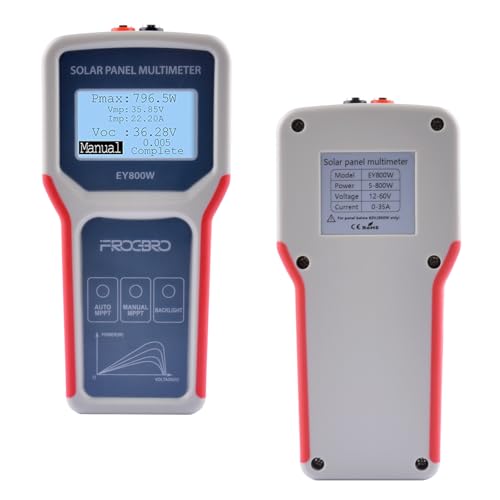 owootecc Solarpanel Tester Photovoltaik Panel Multimeter Verbesserter Stil EY800W mit Ultraklarem LCD Display, Smart MPPT Tool zur Fehlersuche bei Leerlaufspannung für Solar PV Tests (EY 800W) von owootecc