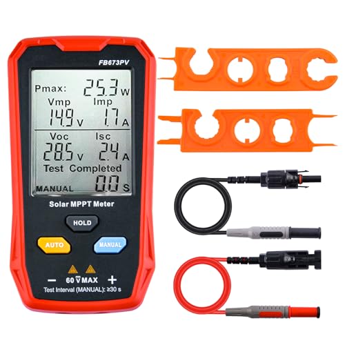 Owootecc 800W FB673PV Solarpanel Tester Photovoltaik Panel Multimeter Solar Panel Tester Multimeter mit LCD Display, Smart MPPT Tool zur Fehlersuche bei Leerlaufspannung für Solar PV Tests (FB673PV) von owootecc