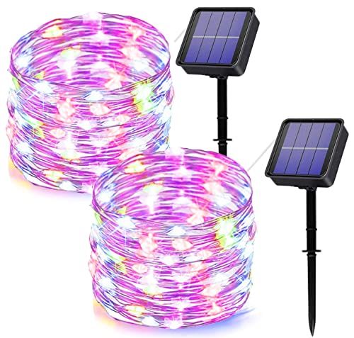 owwasd [2 Stück] Lichterkette Außen Solar, 12M 120 LED Wetterfest, für Balkon,Bäume,Terrasse,Hochzeit,Party,Garten (Bunt) von owwasd