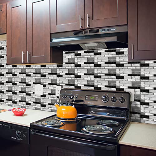 12 Stück 15x30cm Ziegelmuster Fliesenaufkleber Selbstklebendes Vinyl Wasserdichtwandaufkleber FüR KüChe Bad Fliesen Wand Kamin Schrank Dekorationsaufkleber,FG-53 von oxiang