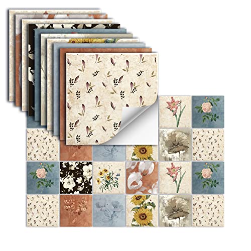 24 Stück Fliesenaufkleber Selbstklebendes Vinyl Wasserdichtwandaufkleber FüR KüChe Bad Fliesen Wand Kamin Schrank Dekorationsaufkleber,HZ-54,15 X 15 Cm von oxiang